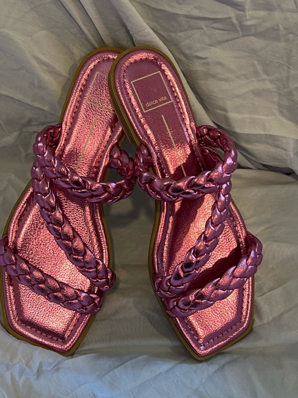 Dolce Vita Shiny Braided Pink Slide Sandals size 9